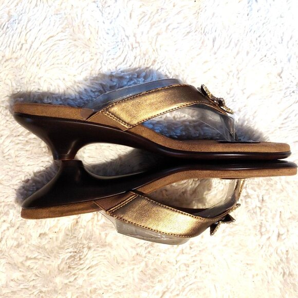 Aerosols Rhinestone Pavé Bronze Thong Sandals 9.5 - Picture 5 of 8